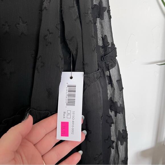 NWT TRIBAL JEANS Black Ruffle Blouse w/ Tassels Size XL - Picture 11 of 15